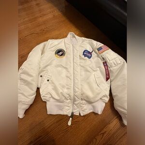 Limited edition alpha industries white bomber jacket